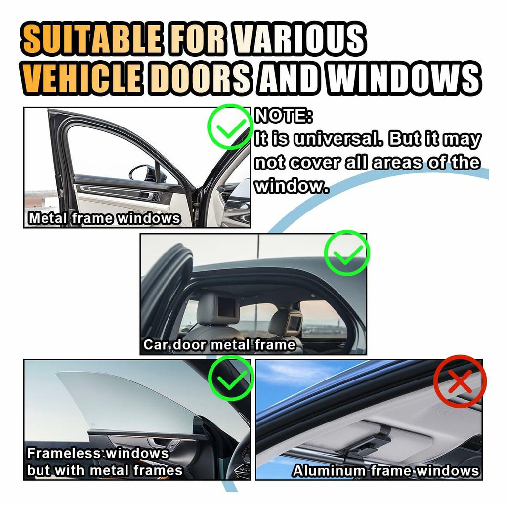Car Side Window Sun Shade Magnetic Blackout Curtain UV Protection 2pcs