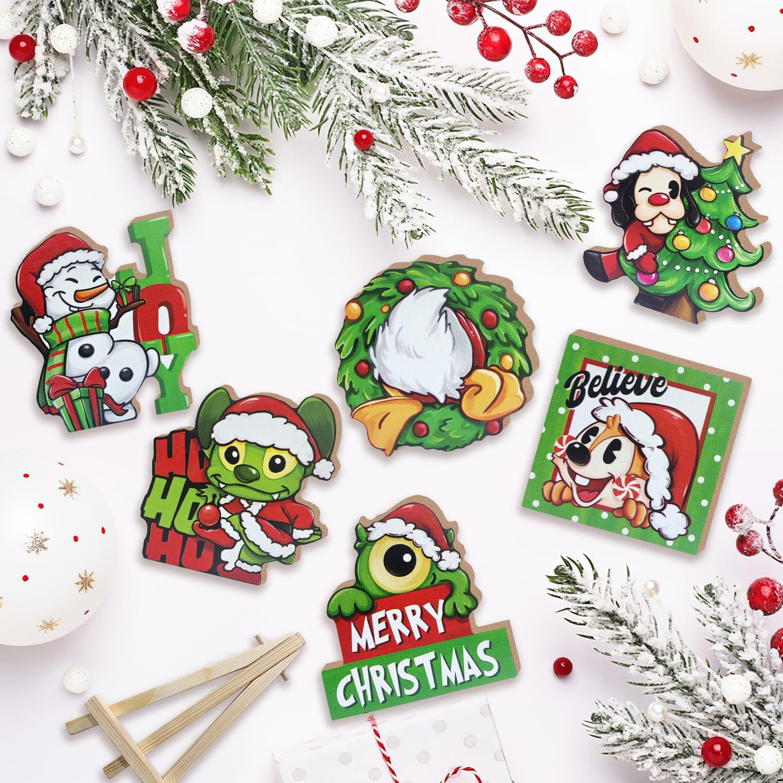 Uruney Merry Christmas Snowman Tiered Tray Decor Green 1 Count