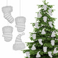RoseCraft Christmas Ornaments 9PCS Socks Hat Tree Decor White Silver