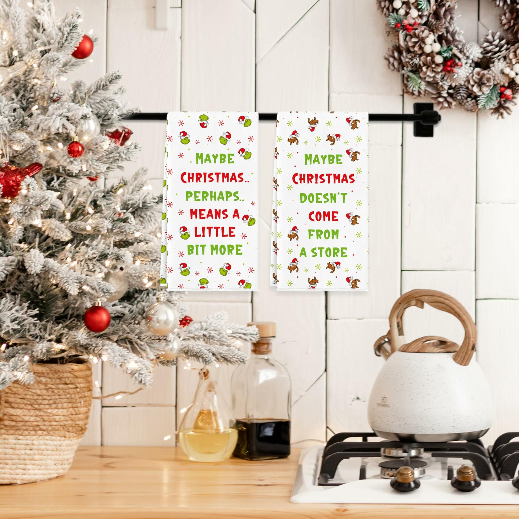 Funny Christmas Towels 2 Pack Absorbent Kitchen Bathroom White Elephant Gifts