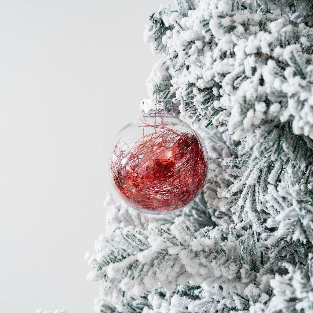 16PCS Clear Red Christmas Balls Ornaments 3.15in Shatterproof Hanging Set