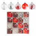 16PCS Clear Red Christmas Balls Ornaments 3.15in Shatterproof Hanging Set
