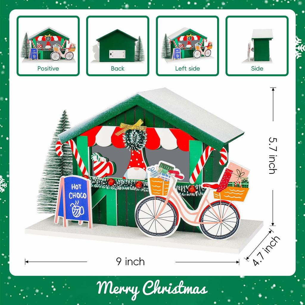 Zqoyn LED Lighted Christmas Village Set Indoor Table Decor Bicycle