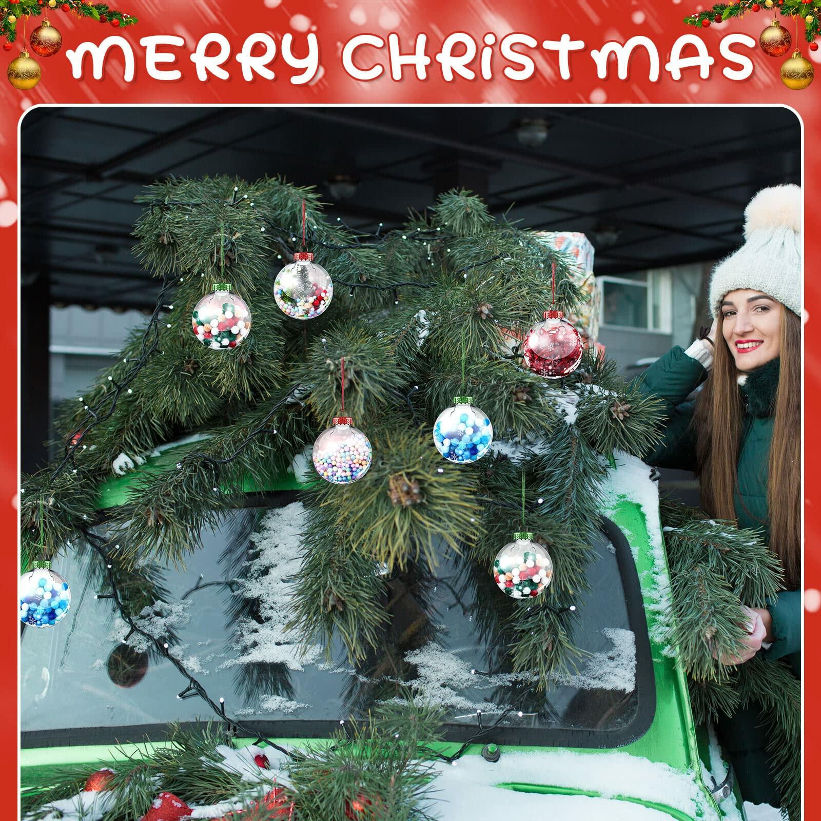 Sumind 12pcs Clear Fillable Christmas Ornament Balls 3.15in Red Green
