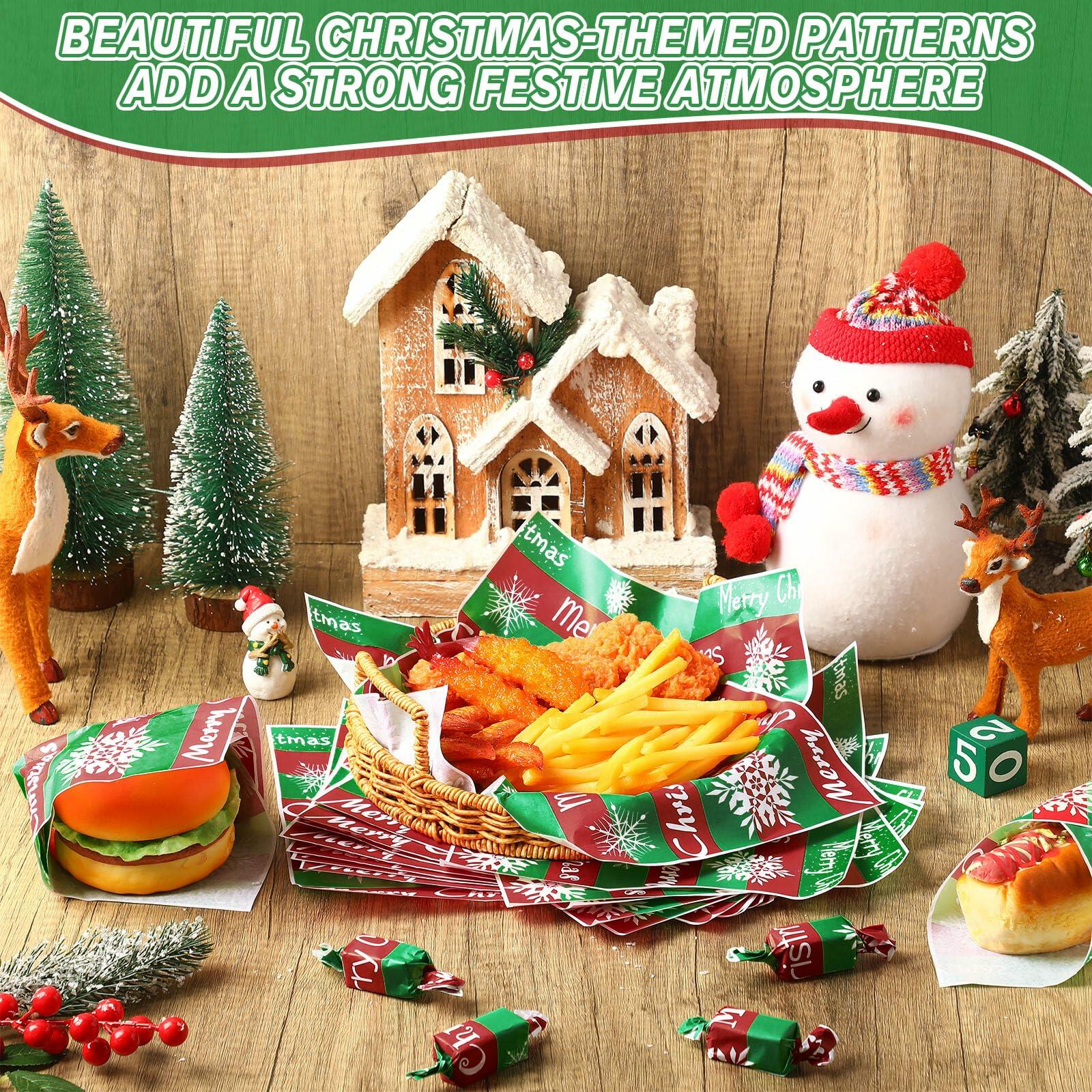 Tenceur Christmas Wax Paper Sheets Winter Printed 150 Pcs