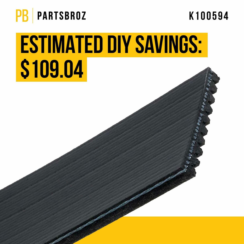 PartsBroz K060598 Micro-V Serpentine Drive Belt Compatible with Gates Black