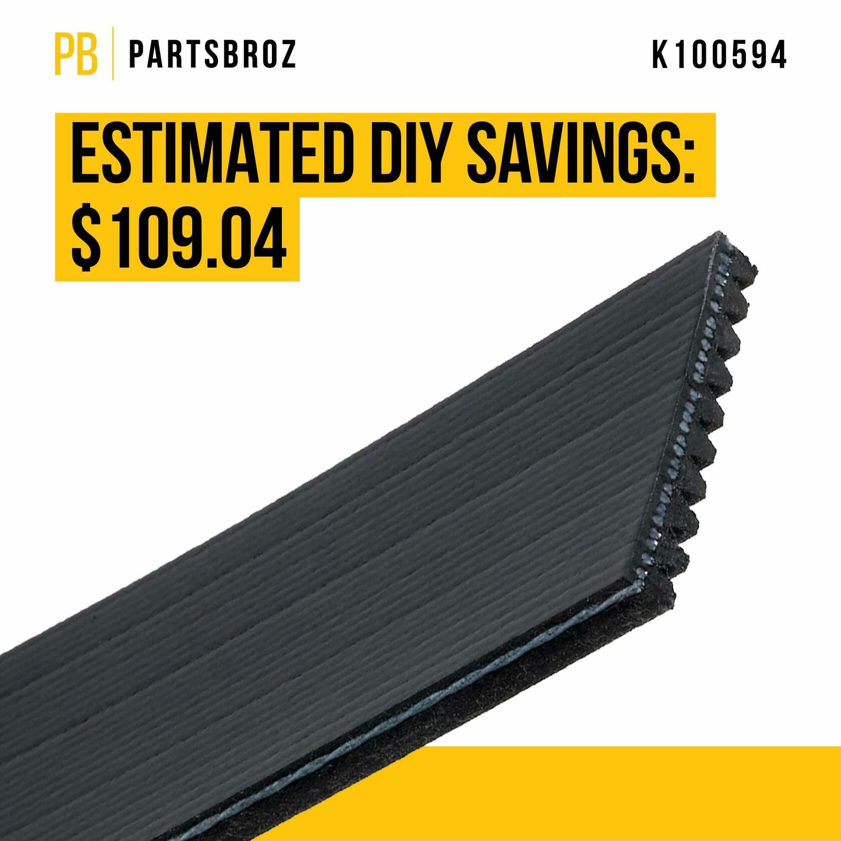 PartsBroz K060598 Micro-V Serpentine Drive Belt Compatible with Gates Black