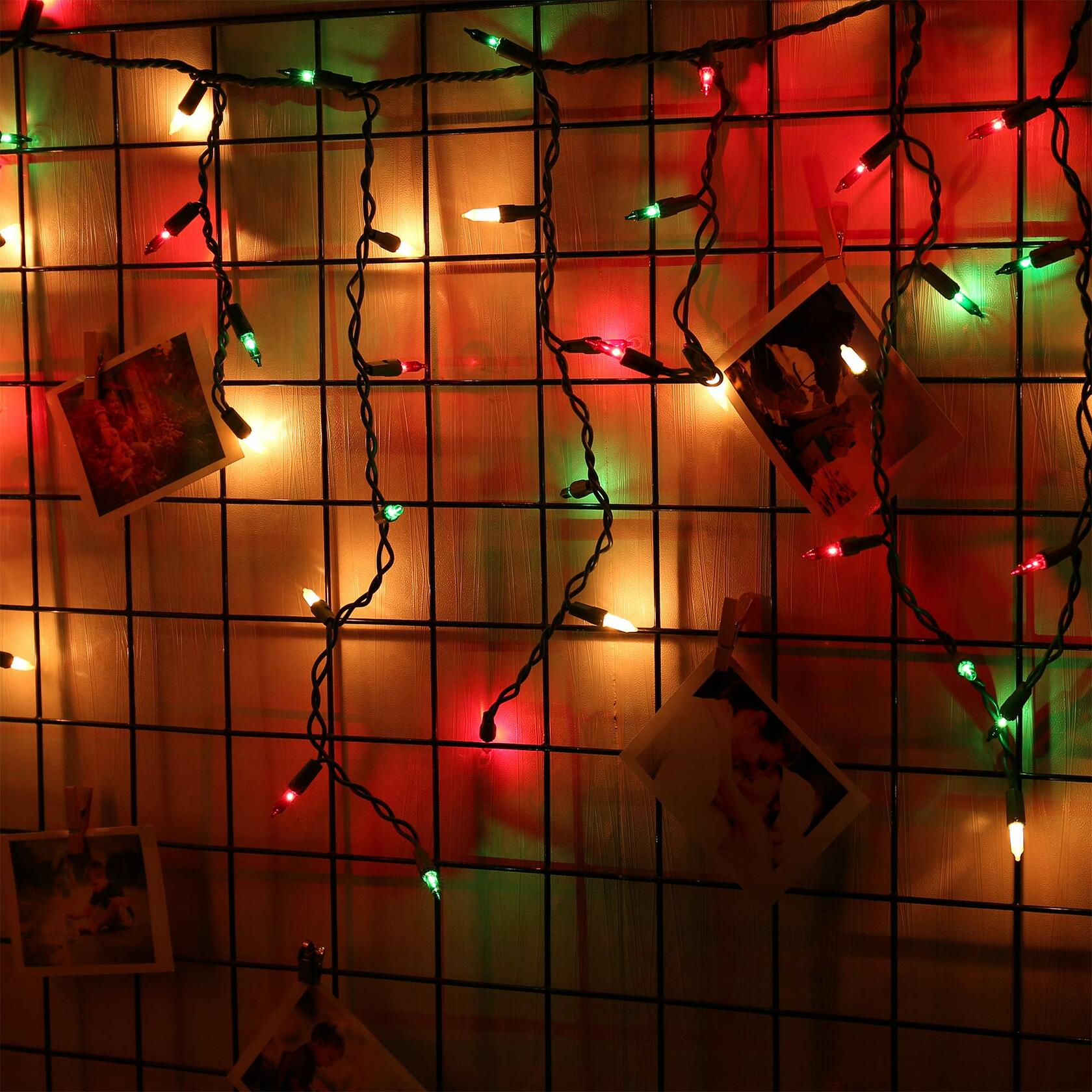 RECESKY Christmas Icicle Curtain Lights 7.7ft 100 Multi Color Indoor Outdoor