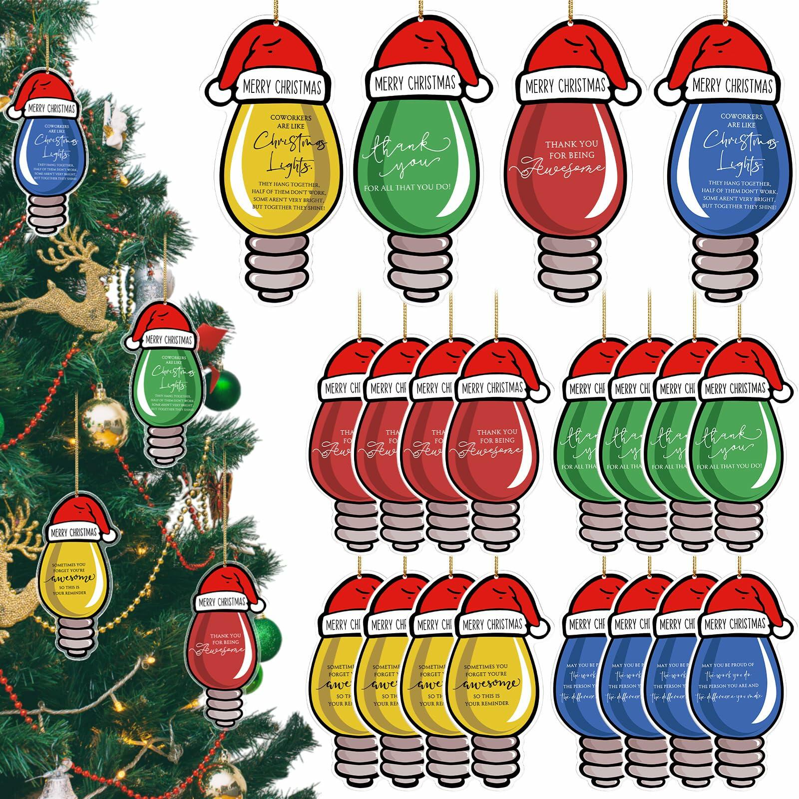 Syhood 24 Pcs Christmas Light Bulb Ornaments Xmas Tree Hanging Decor