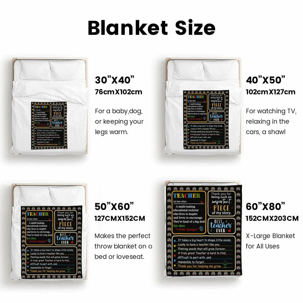 GEIFIN Flannel, Throw Blanket, Teacher Gifts, 60x80 inches, Black, Letter Print