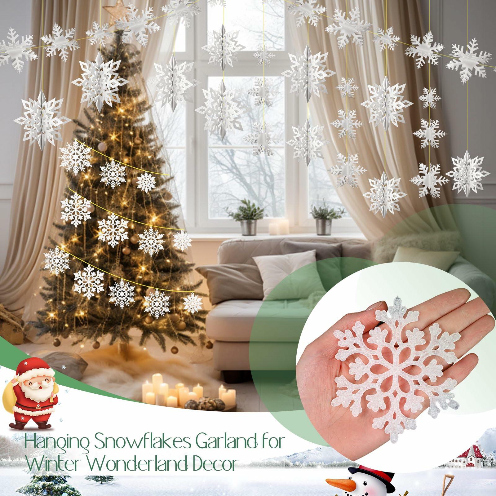Fullhawl 3D Snowflake Christmas Ornaments Set 12 Pcs Silver Decoration