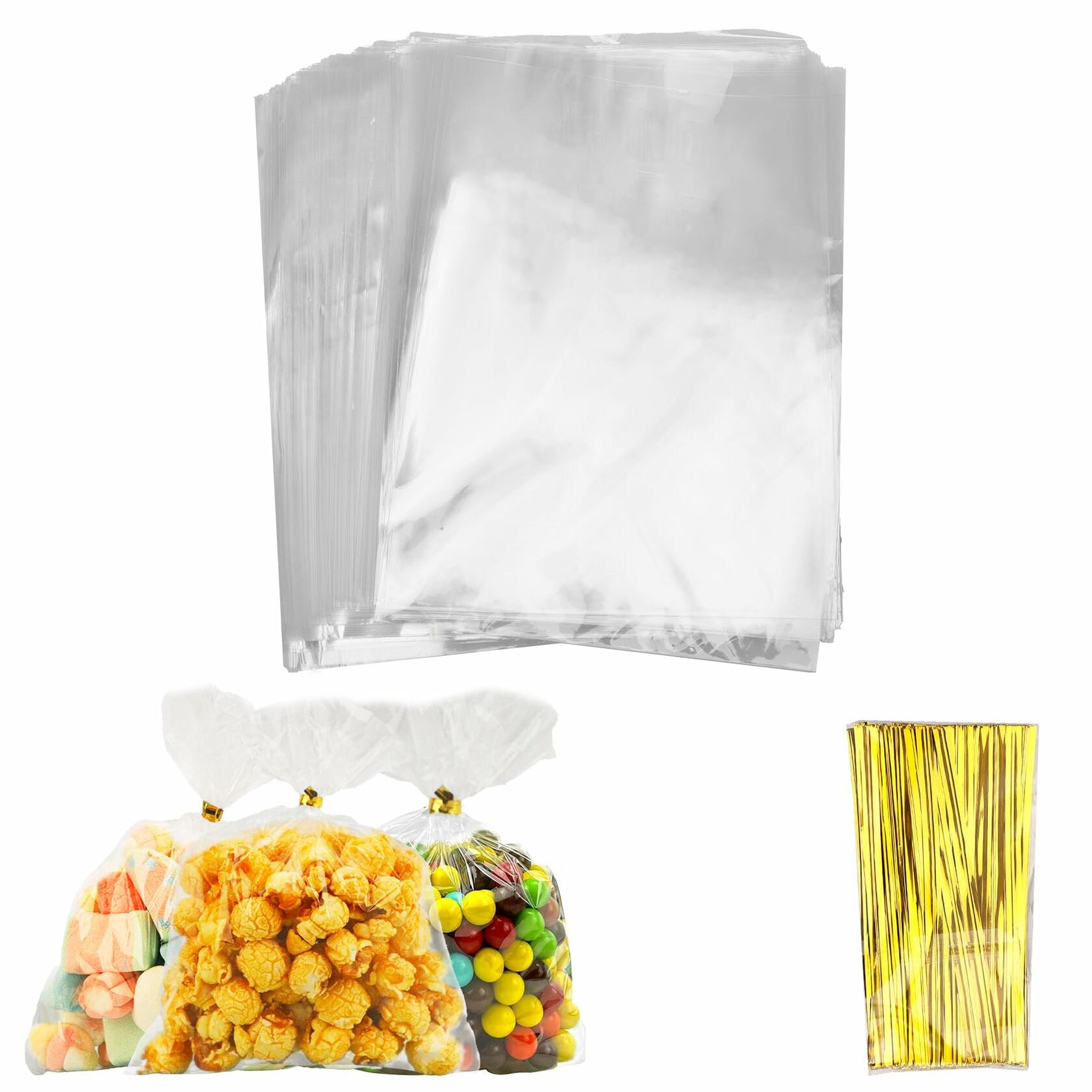 Clear Cellophane Gift Bags 5x7 Inch 200 Pcs with Twist Ties