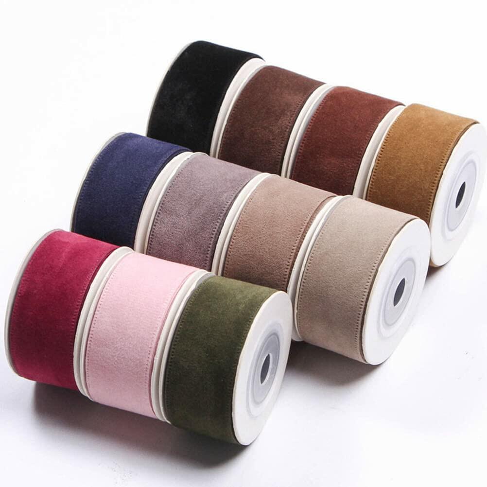 LATUROP 1in Rose Red Double Face Velvet Ribbon 10 Yards Roll for Crafts