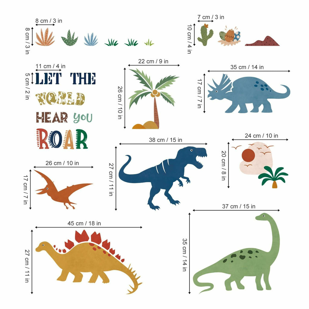 decalmile Boho Dinosaur Wall Decals Dino Palm Tree Baby Nursery Decor