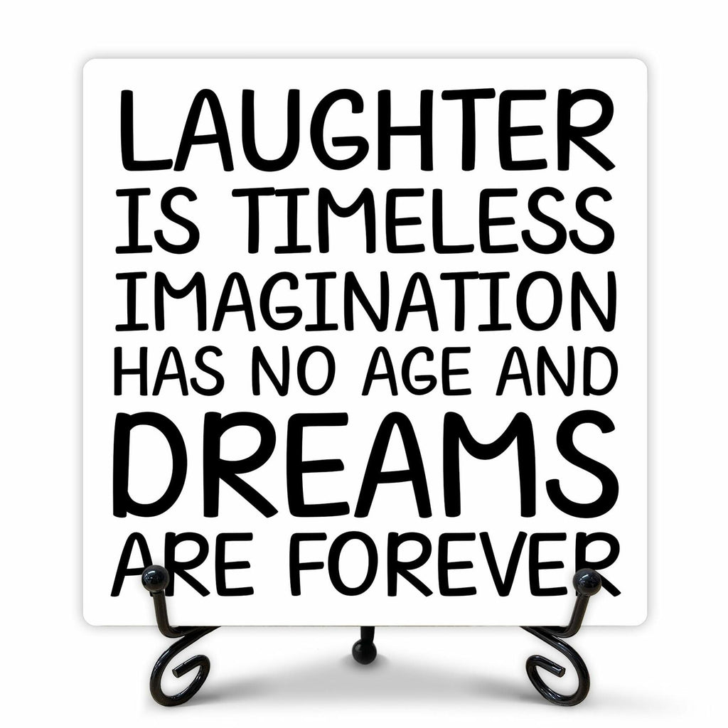 Funny Desk Decor Laughter is Timeless Sign Home Office 5x5 Inches