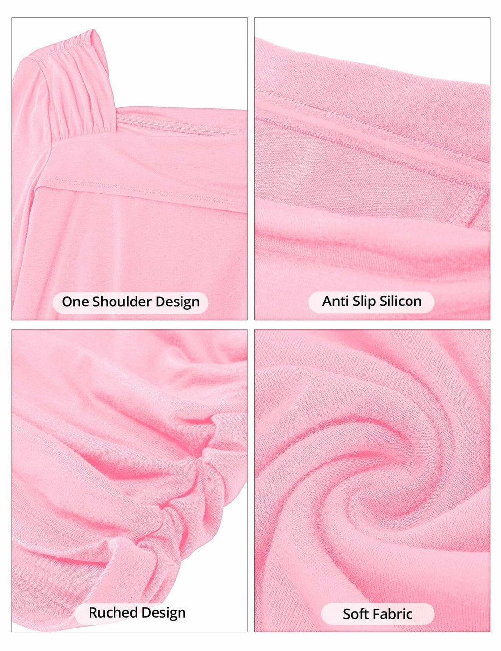 luvamia Womens One Shoulder Ruched Bodycon Dress Pink XL Size 16-18