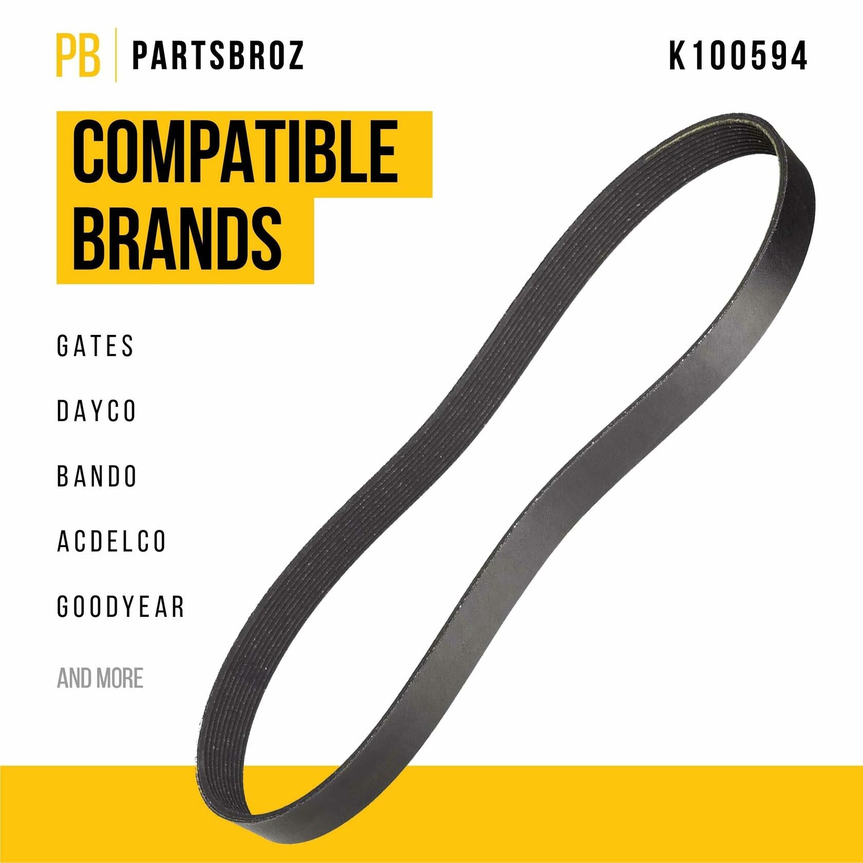 PartsBroz K061360 Micro-V Serpentine Drive Belt Compatible Gates Black