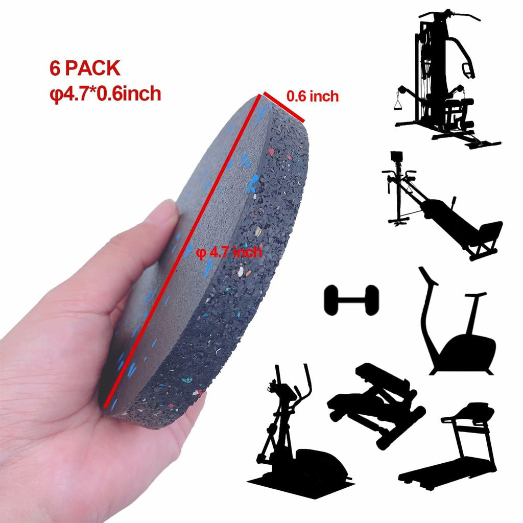 [Like New] U MAX Exercise Equipment Pads Anti Vibration 4.7x0.6in Black 6pc