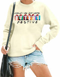 FASHGL Christmas Friends Sweatshirt Women Long Sleeve Apricot