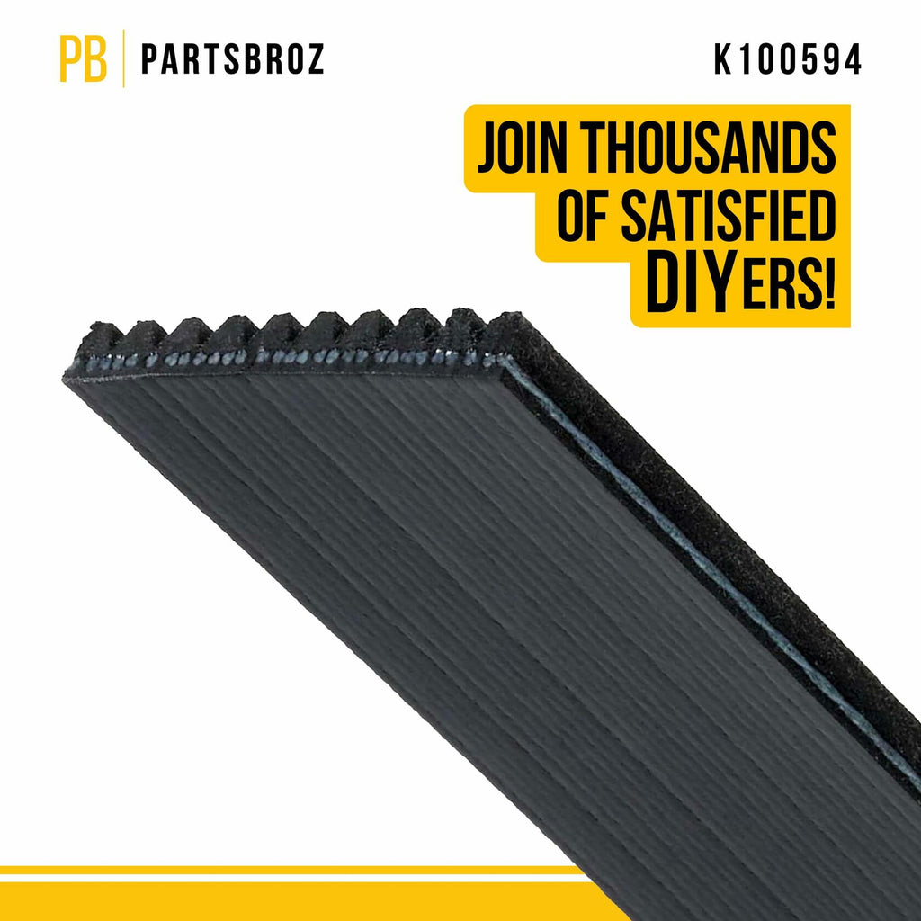 PartsBroz K061360 Micro-V Serpentine Drive Belt Compatible with Gates Black