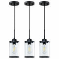[Like New] RAINLIGHTING 3 Pack Industrial Kitchen Island Pendant Lights Black Clear Grey