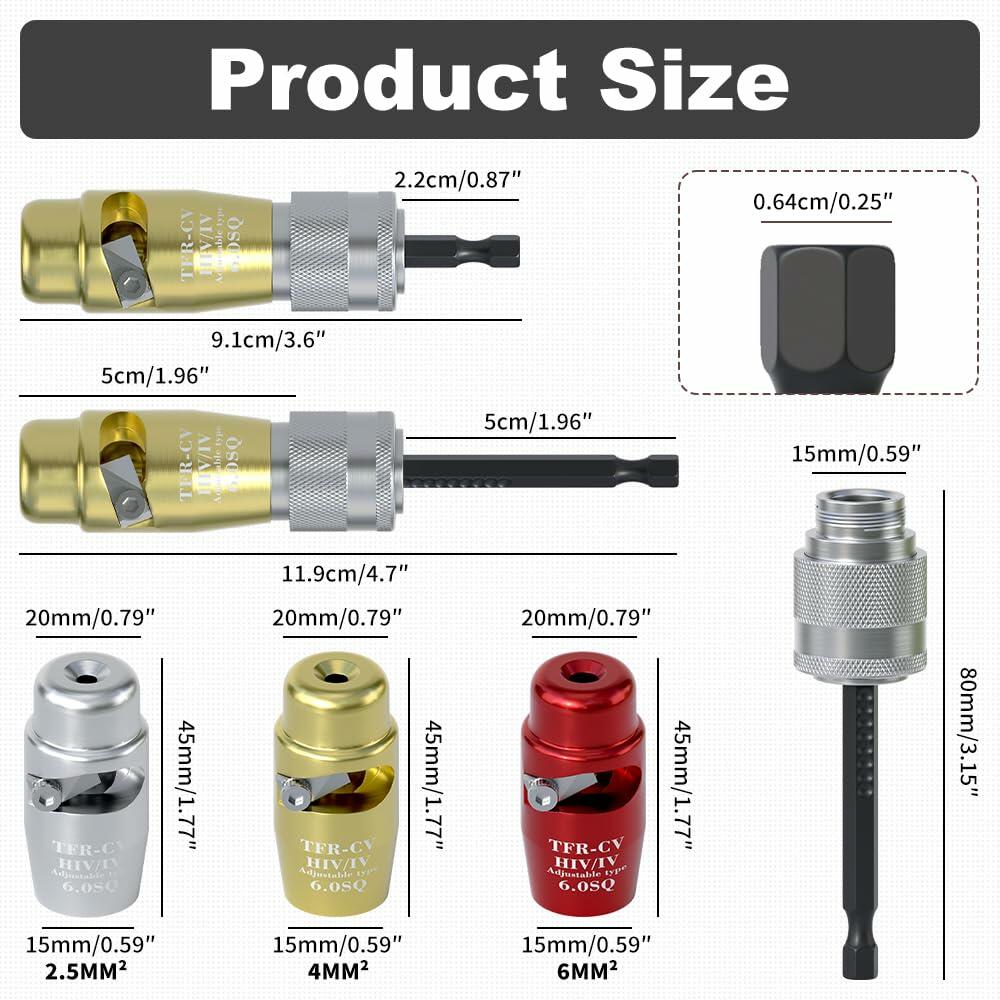[Like New] Fivepears Electric Wire Stripper Set Adjustable 2.5 4.0 6.0 Square Aluminum
