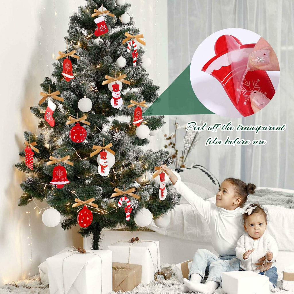 OAOLEER 12 Pack Acrylic Christmas Tree Ornaments Snowman Santa Crafts