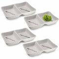 [Like New] Happy Sales HSSD-DBWB4 Dual Sauce Bowls Set of 4 White & Blue Cherry Blossom