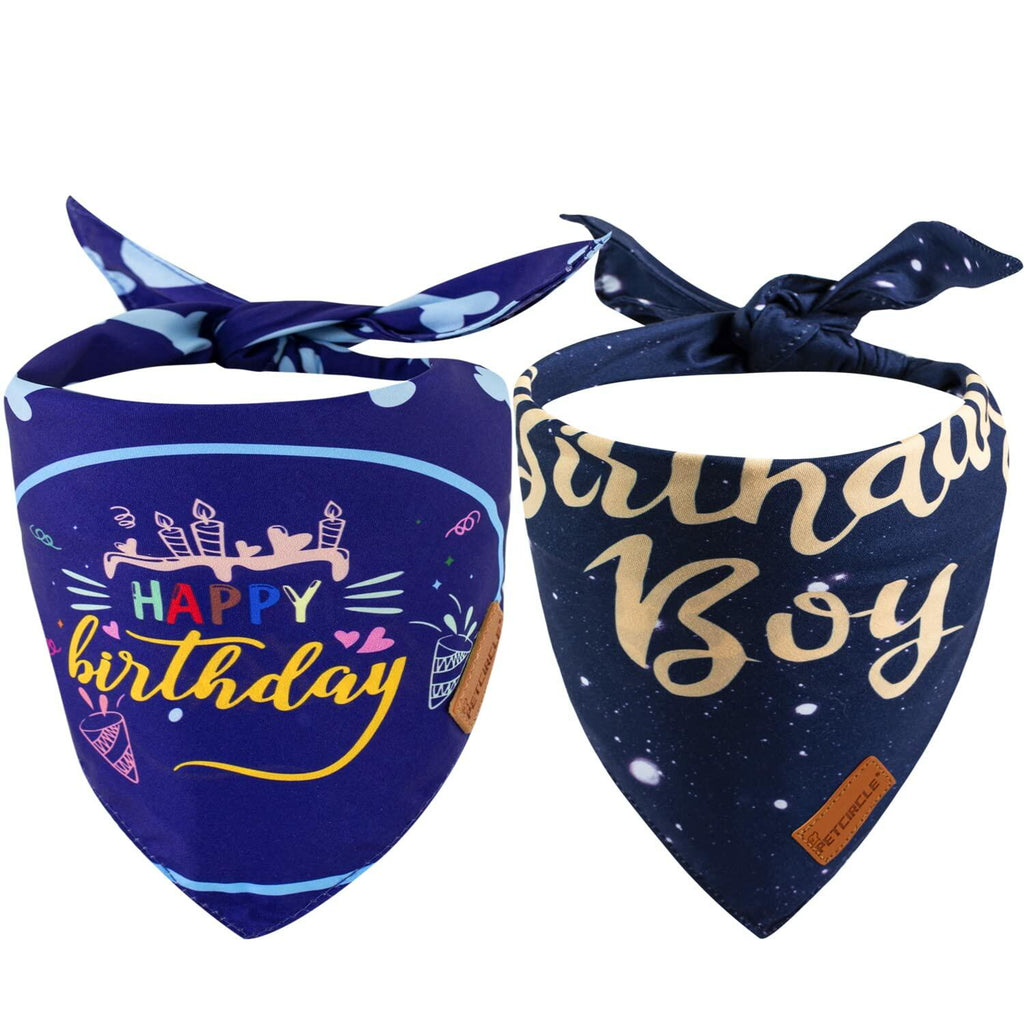 Dog Birthday Party Hats Bandana Double Layer Fabric Large Blue Size L