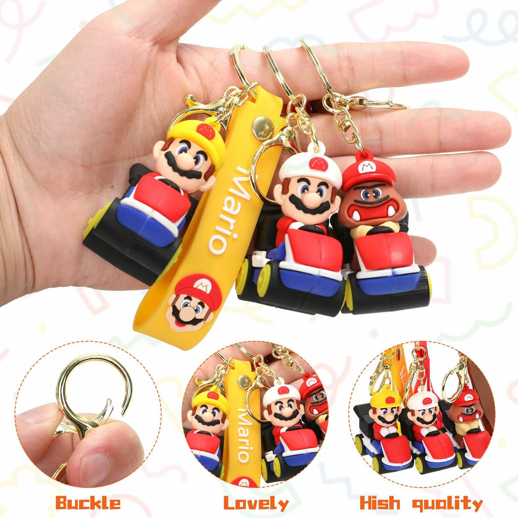 Laghtin Super Bros Keychains 8Pcs Cartoon Movie Character Multicolor