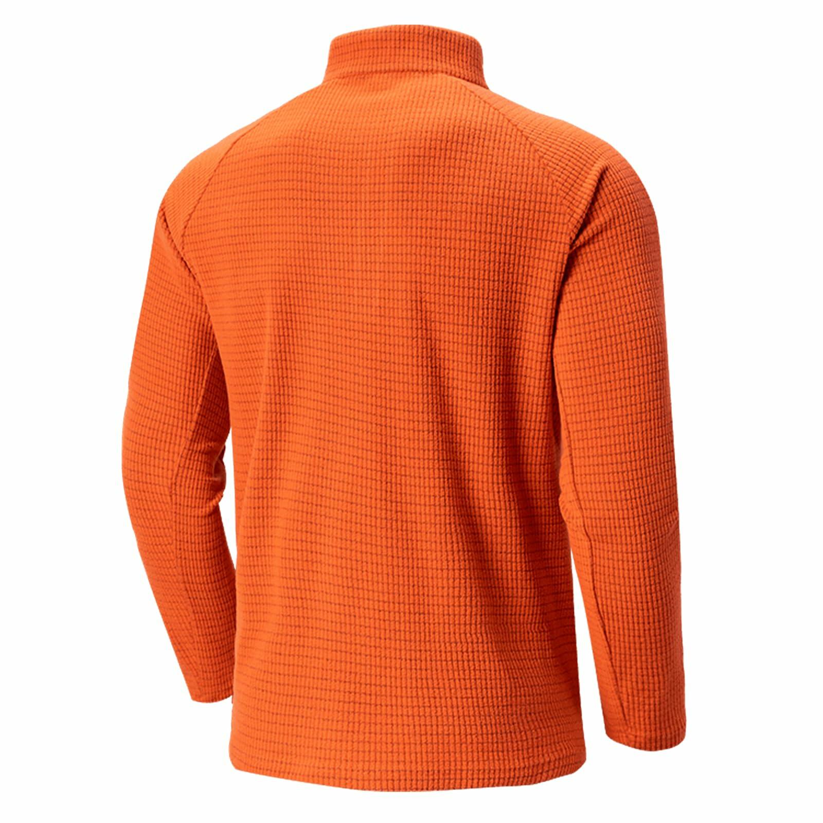 Men's Waffle Quarter Zip Pullover Shirt Mock Neck Sweatshirt Orange Size M