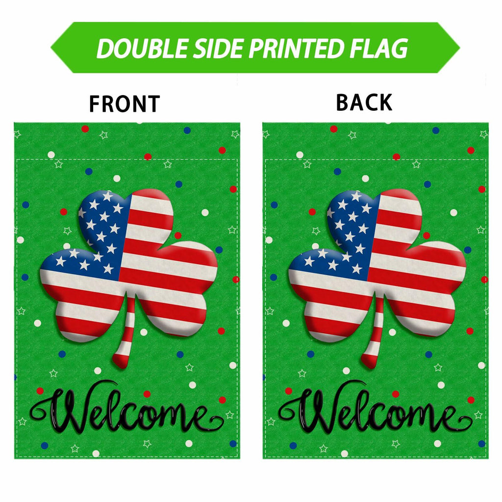 ZAEW St. Patrick's Day Shamrocks Garden Flag 12x18 Inch Green Double Sided