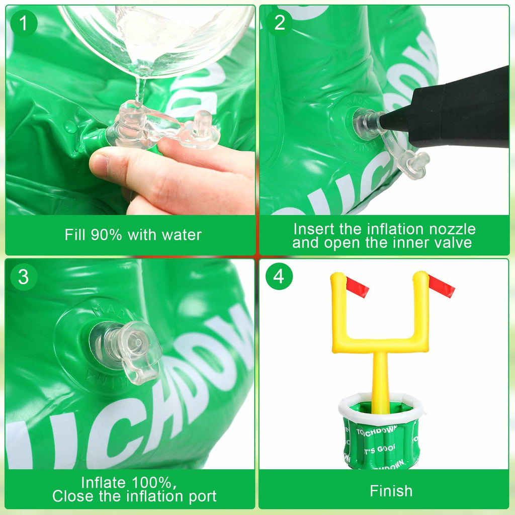 Gemscream Inflatable Football Drink Cooler 20.5x39in Green 2 Pcs