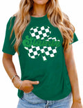 Women's St Patricks Holiday Loose Fit Irish Clover Glitter Crewneck Shirt XL