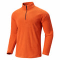 Men's Waffle Quarter Zip Pullover Shirt Mock Neck Sweatshirt Orange Size M