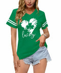 Womens St Patricks Lucky Green T Shirt Four-Leaf Clover Shamrock Size XXL