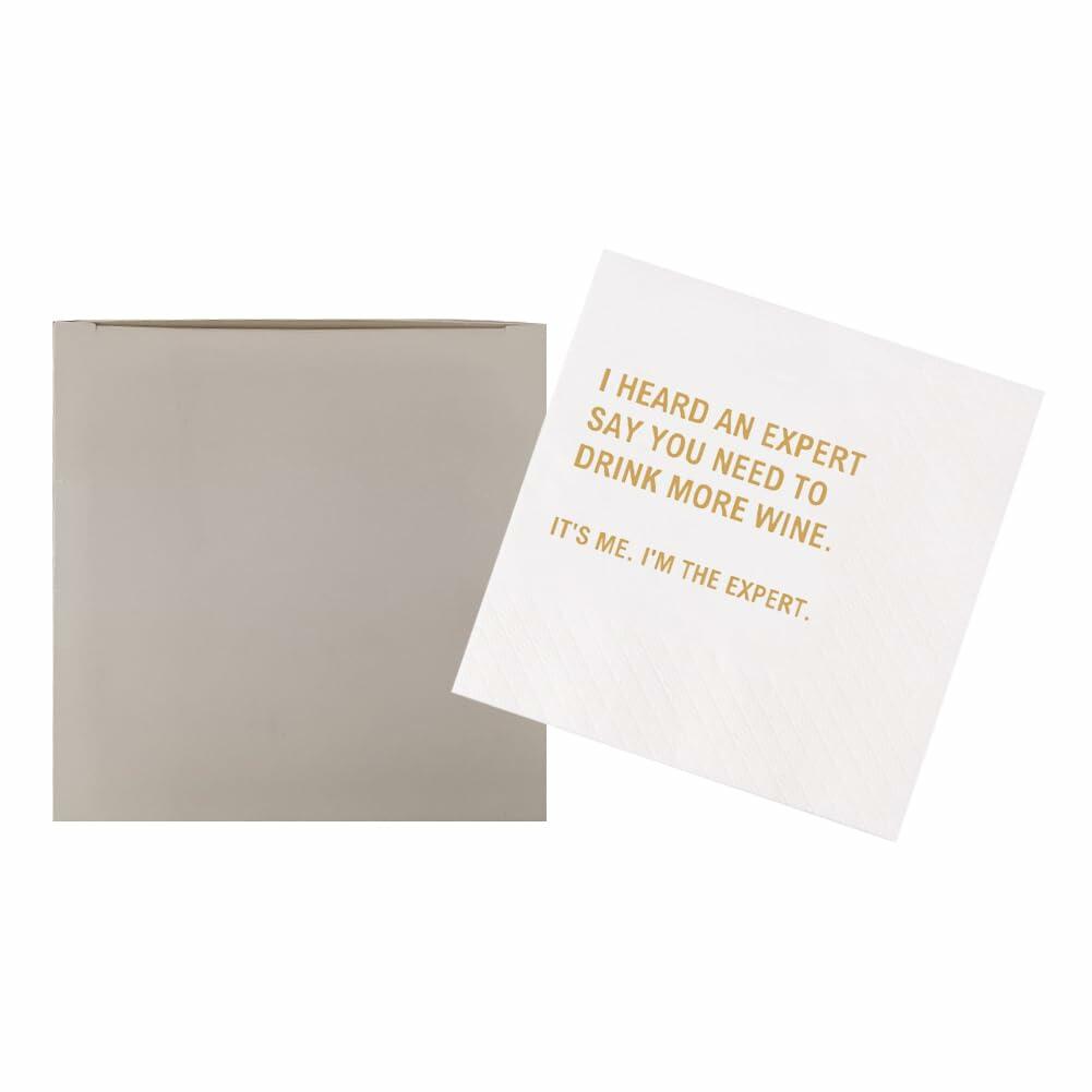VOWFOO Funny Quotes Cocktail Napkins 4.5x4.5in 2-Ply 100pcs White