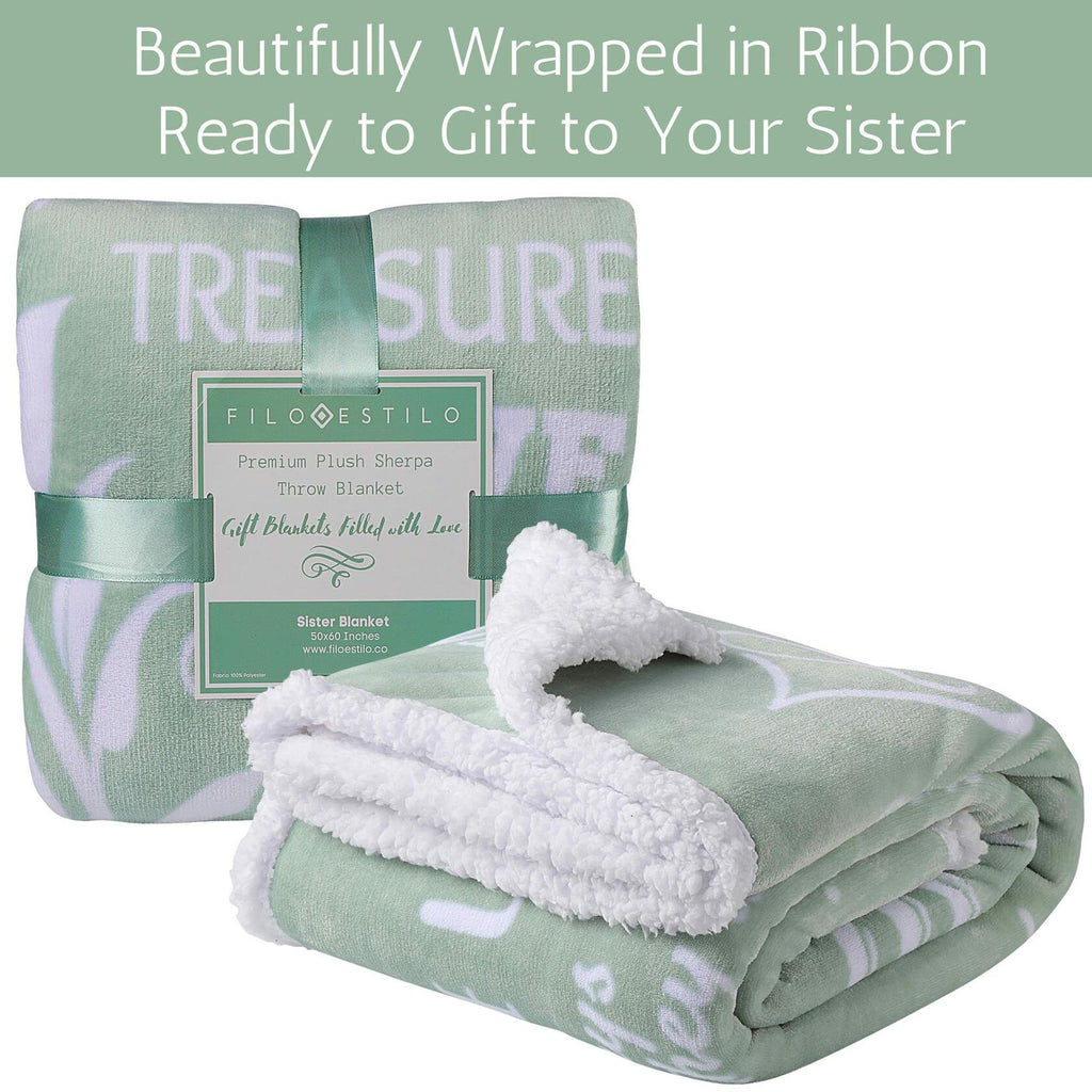 FILO ESTILO Sister Blanket Sherpa 60x50in Sage Green