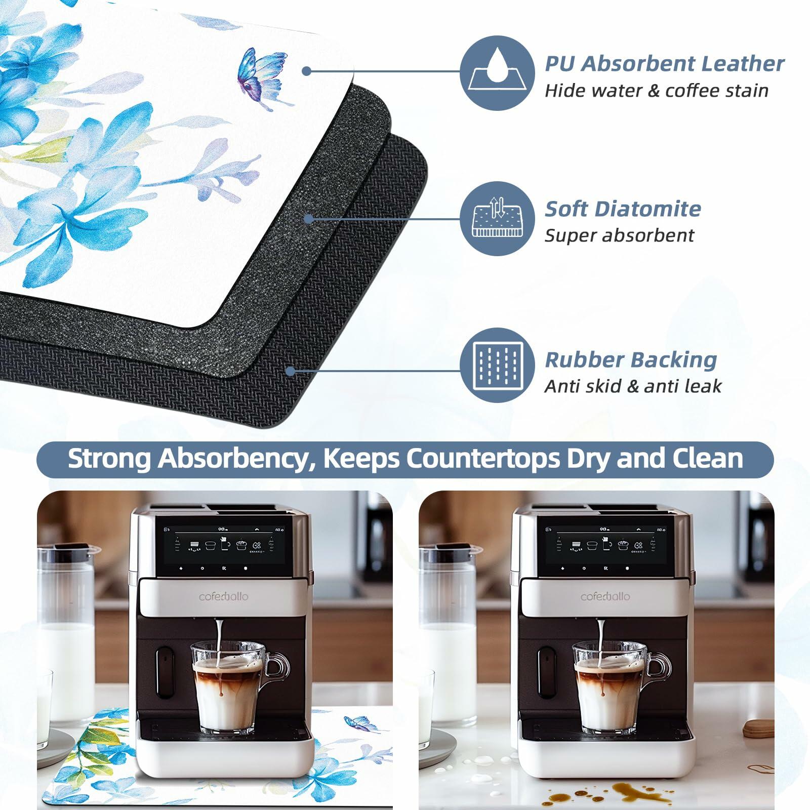 Edeesky Dish Drying Mat Leather Diatomite Kitchen Counter 12x20 Large