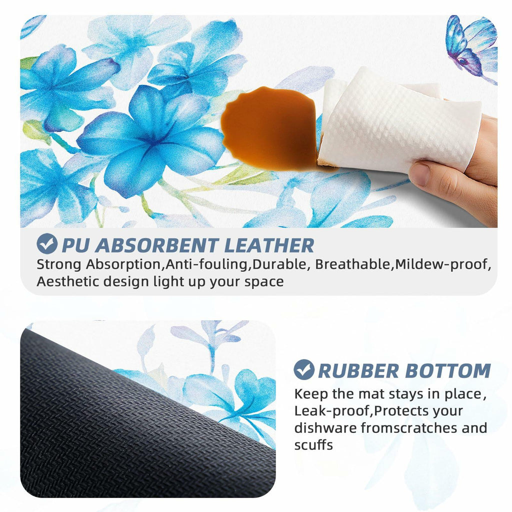 Edeesky Dish Drying Mat Leather Diatomite Kitchen Counter 12x20 Large