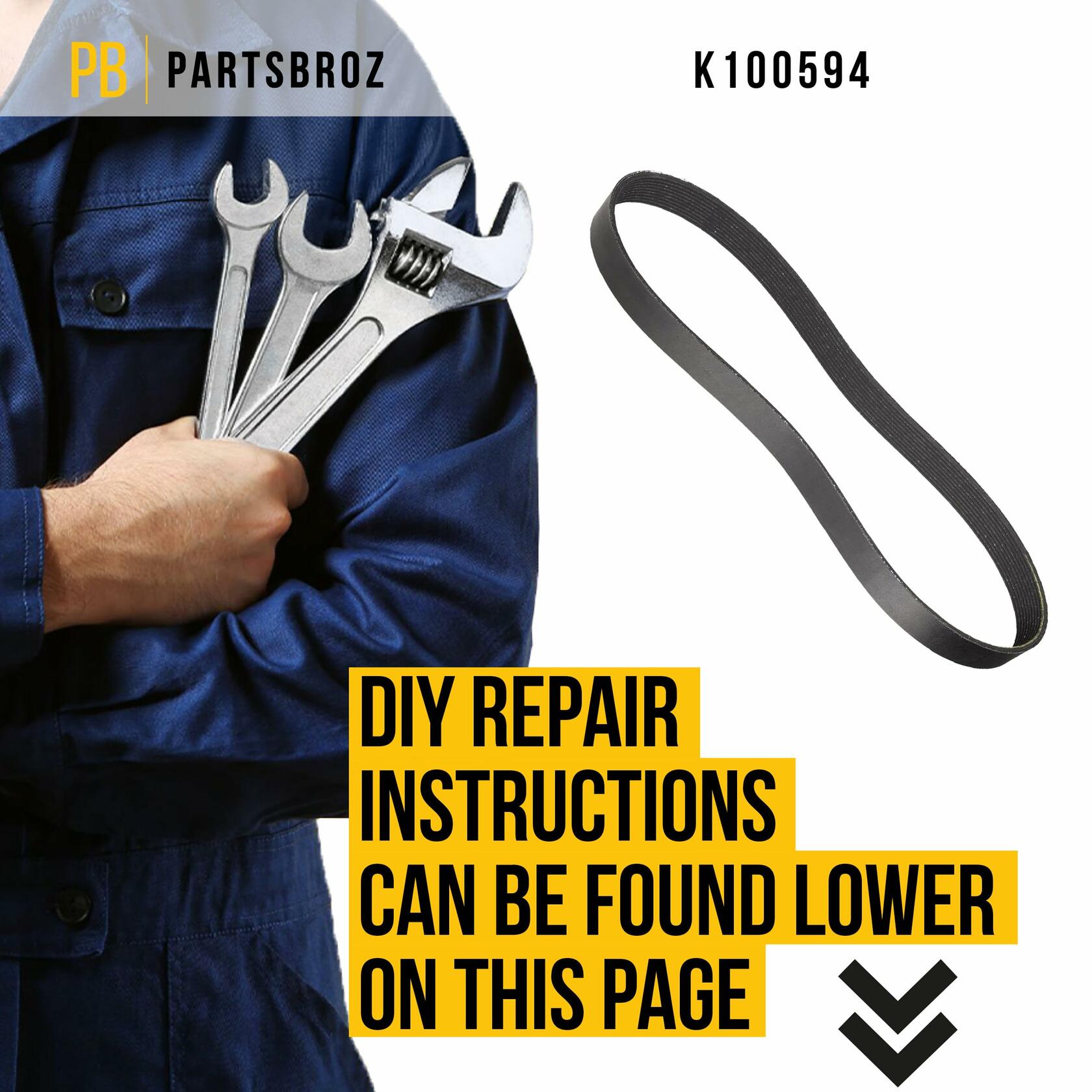 PartsBroz K070644 Micro-V Serpentine Drive Belt Compatible BMW Black