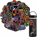 Neon Waterproof Vinyl Stickers Pack 50pcs Multicolor for Laptop Water Bottle