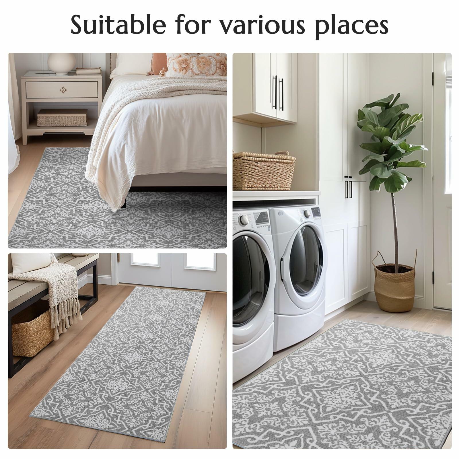 jinchan Moroccan Trellis Area Rug 3x5 Green Non Slip Washable