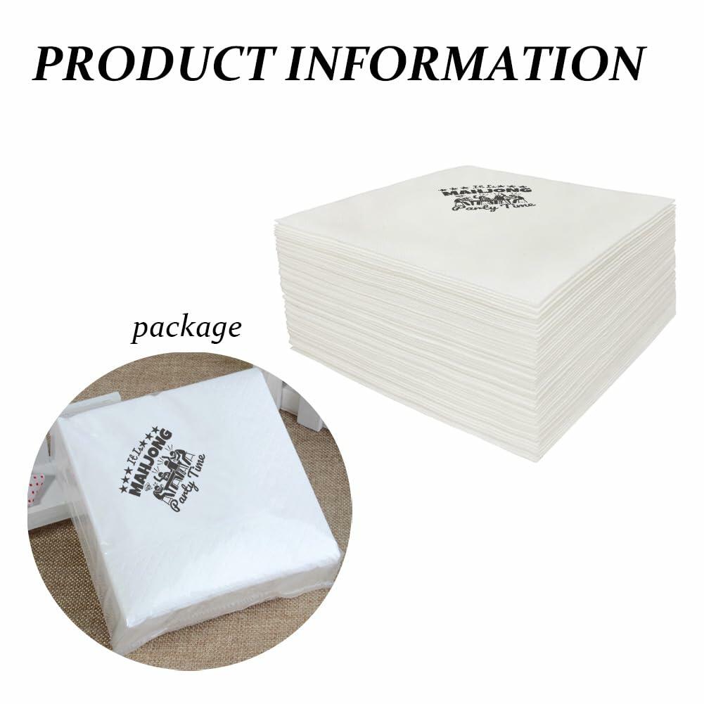 VOWFOO Mahjong Cocktail Napkins 100pcs 5x5 2-ply Mahjong Retirement Plan