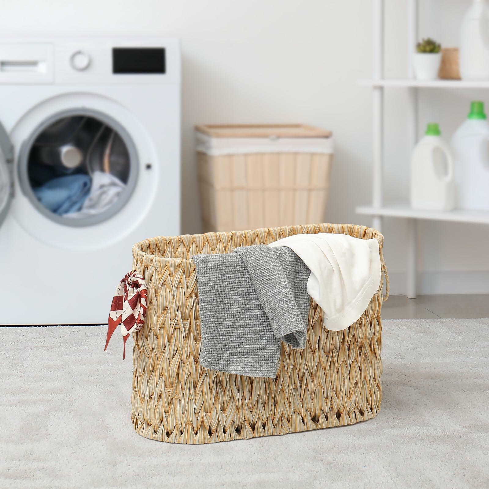 ELINZINE Toilet Paper Holder & Storage Basket for 6 Mega Rolls Grey 1 Pack