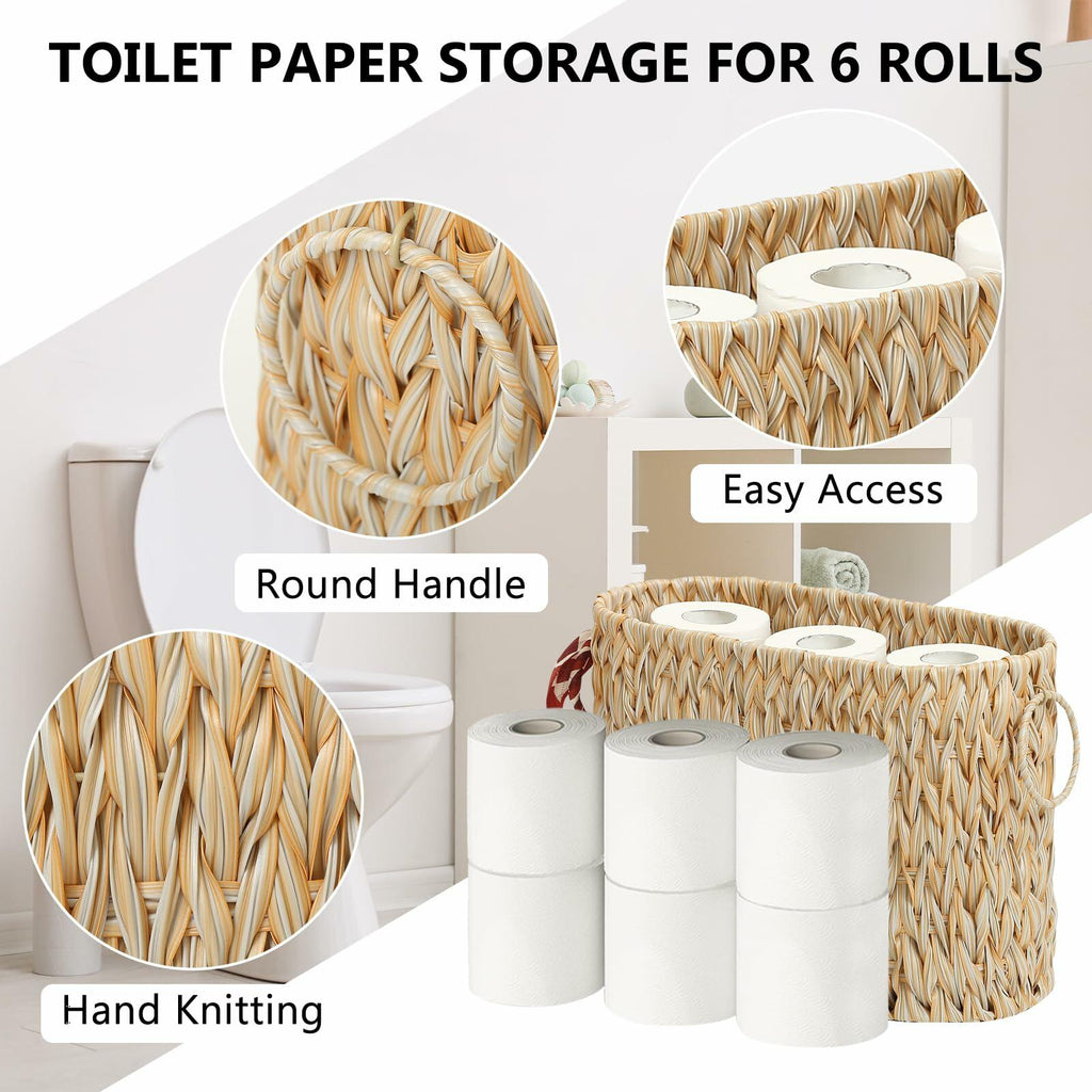 ELINZINE Toilet Paper Holder & Storage Basket for 6 Mega Rolls Grey 1 Pack