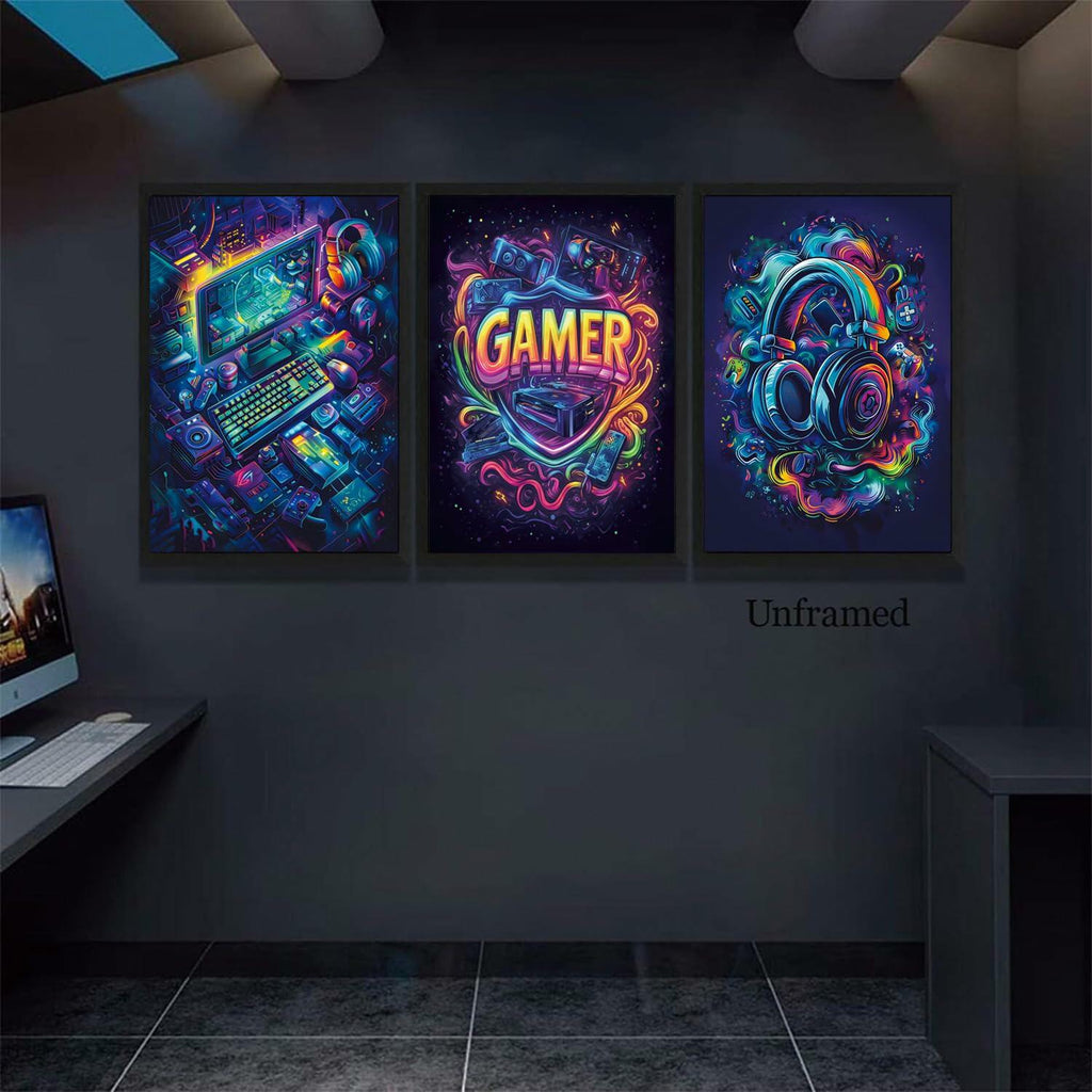 Yolbcdr Gaming Posters Set of 3 Video Game Wall Art 16x24in Unframed