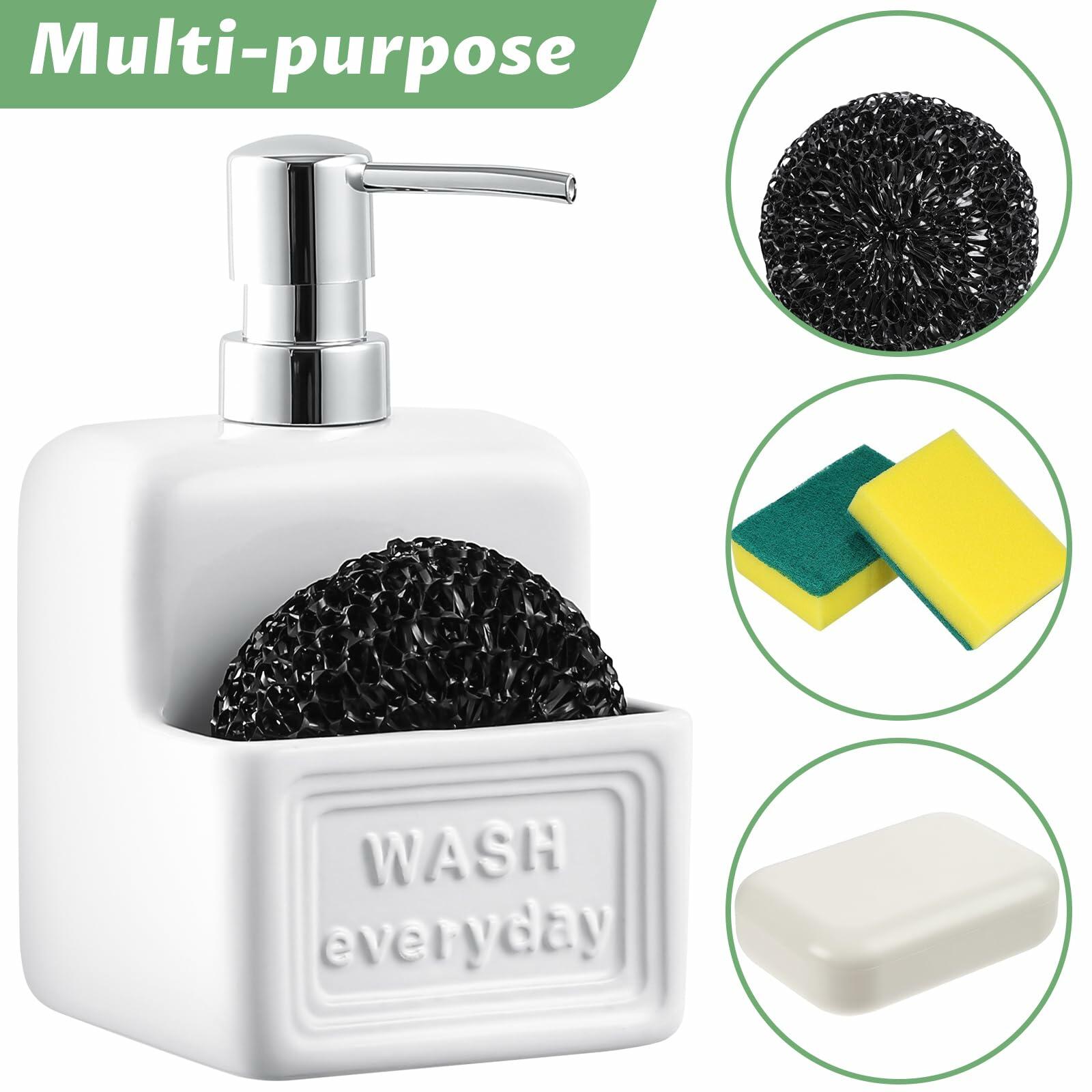 RQYIXI Ceramic Dish Soap Dispenser with Sponge Holder 2 Pack Kitchen