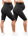 QoBexim 2 Pack Plus Size Maternity Yoga Shorts Black Size Freesize