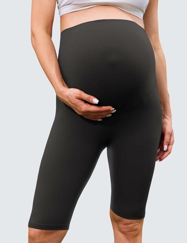 QoBexim 2 Pack Plus Size Maternity Yoga Shorts Black Size Freesize